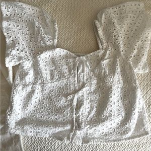 White eyelet crop top